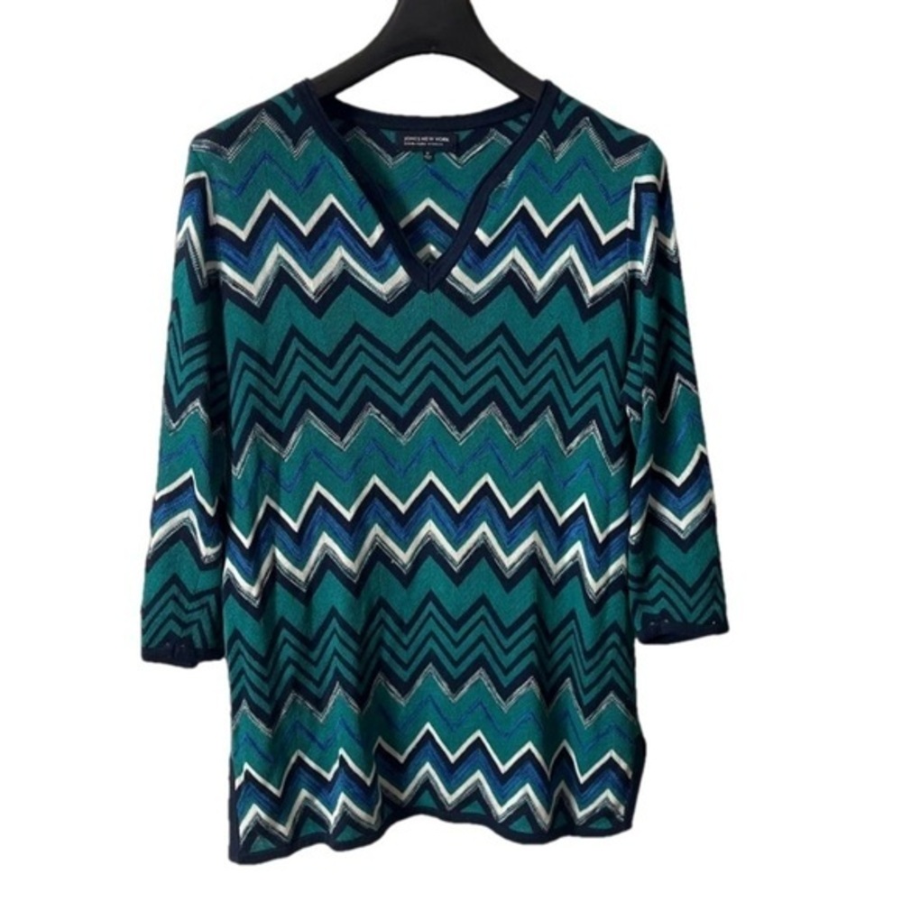 ⭐️ Jones New York patterned 3/4 sleeve top- size 1X